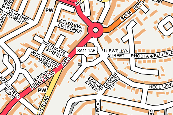 SA11 1AE map - OS OpenMap – Local (Ordnance Survey)