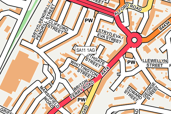 SA11 1AG map - OS OpenMap – Local (Ordnance Survey)