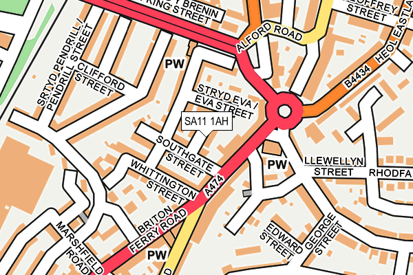 SA11 1AH map - OS OpenMap – Local (Ordnance Survey)