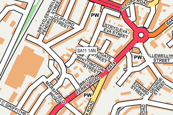 SA11 1AN map - OS OpenMap – Local (Ordnance Survey)