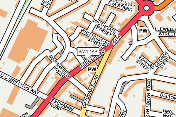 SA11 1AP map - OS OpenMap – Local (Ordnance Survey)