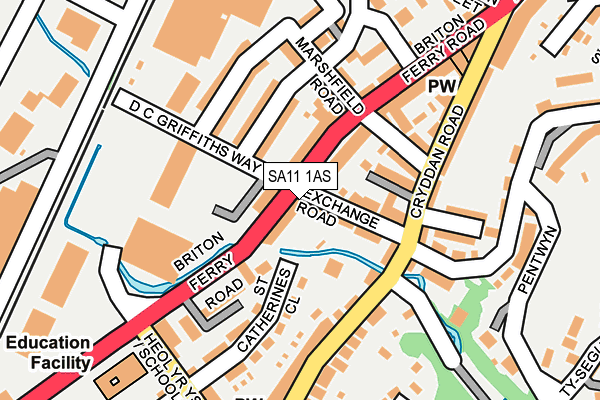 SA11 1AS map - OS OpenMap – Local (Ordnance Survey)