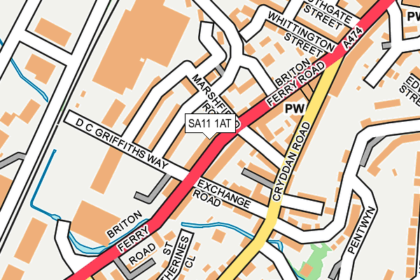 SA11 1AT map - OS OpenMap – Local (Ordnance Survey)