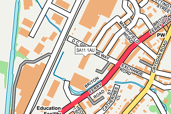 SA11 1AU map - OS OpenMap – Local (Ordnance Survey)