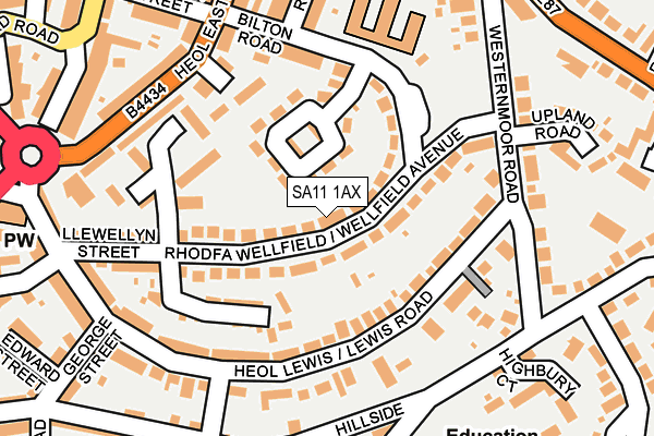SA11 1AX map - OS OpenMap – Local (Ordnance Survey)