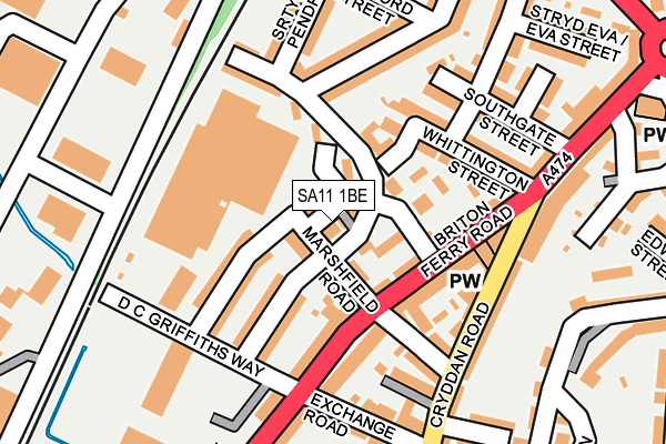 SA11 1BE map - OS OpenMap – Local (Ordnance Survey)