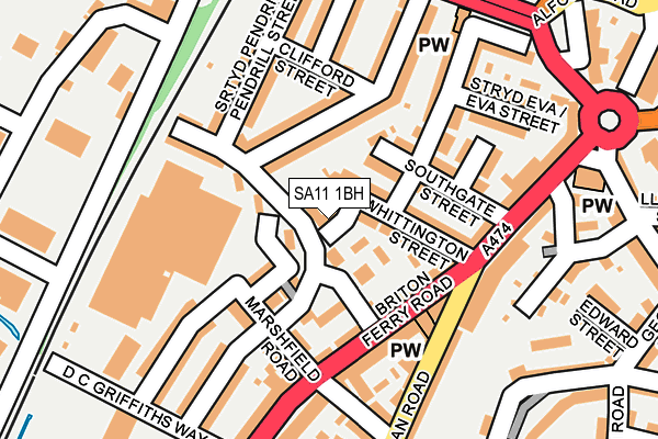 SA11 1BH map - OS OpenMap – Local (Ordnance Survey)