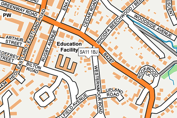 SA11 1BJ map - OS OpenMap – Local (Ordnance Survey)