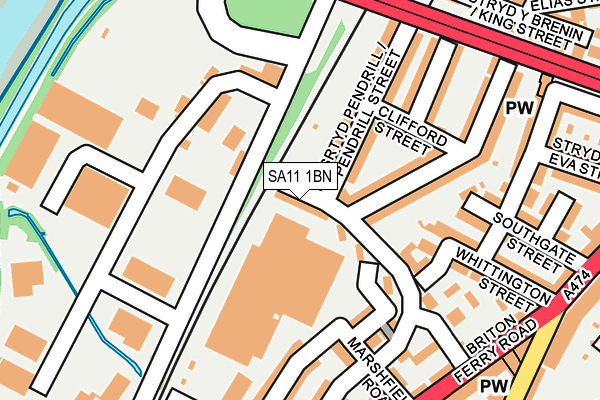SA11 1BN map - OS OpenMap – Local (Ordnance Survey)