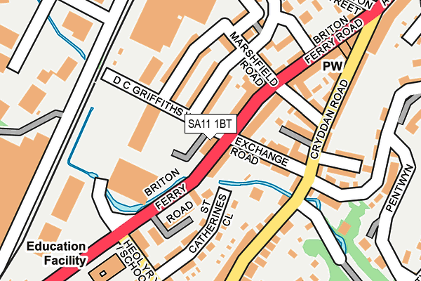 SA11 1BT map - OS OpenMap – Local (Ordnance Survey)