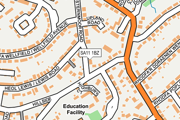 SA11 1BZ map - OS OpenMap – Local (Ordnance Survey)