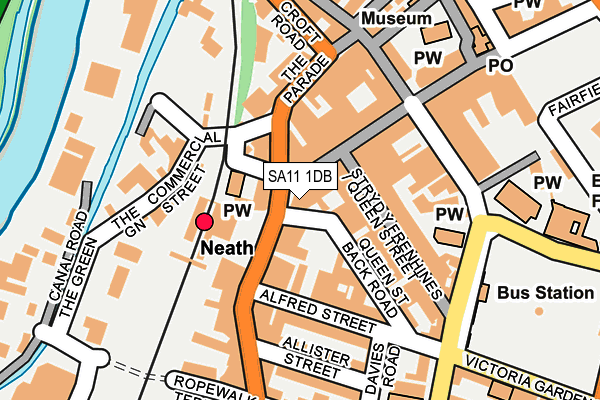 SA11 1DB map - OS OpenMap – Local (Ordnance Survey)