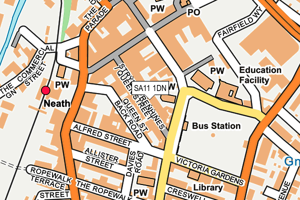 SA11 1DN map - OS OpenMap – Local (Ordnance Survey)