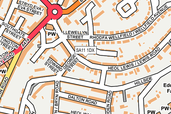 SA11 1DX map - OS OpenMap – Local (Ordnance Survey)