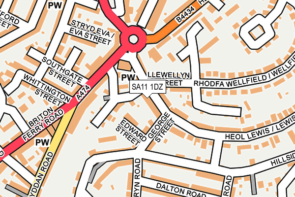 SA11 1DZ map - OS OpenMap – Local (Ordnance Survey)