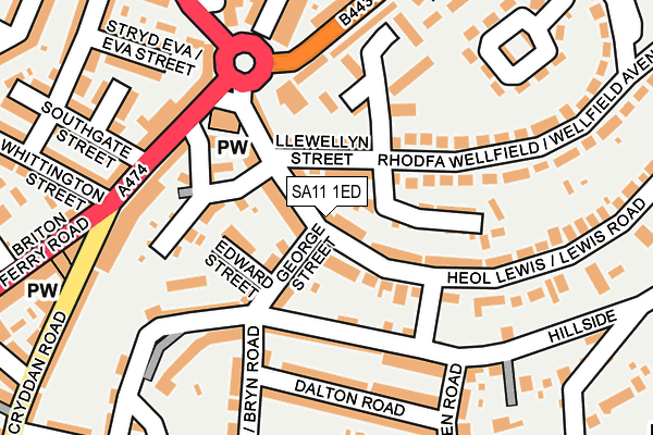 SA11 1ED map - OS OpenMap – Local (Ordnance Survey)