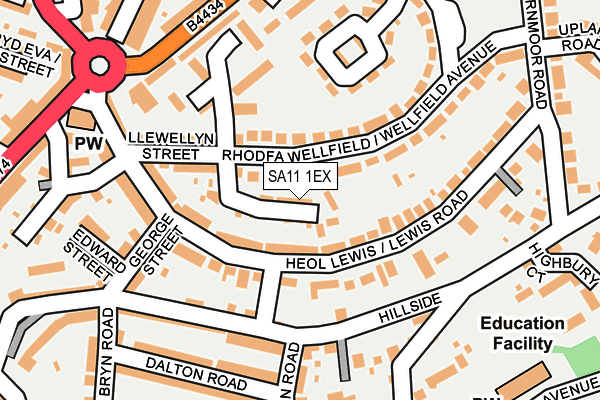 SA11 1EX map - OS OpenMap – Local (Ordnance Survey)