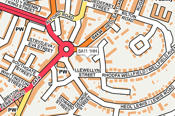 SA11 1HH map - OS OpenMap – Local (Ordnance Survey)