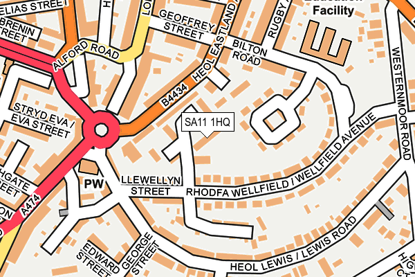 SA11 1HQ map - OS OpenMap – Local (Ordnance Survey)