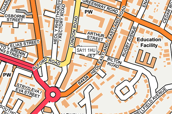 SA11 1HU map - OS OpenMap – Local (Ordnance Survey)