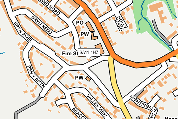 SA11 1HZ map - OS OpenMap – Local (Ordnance Survey)