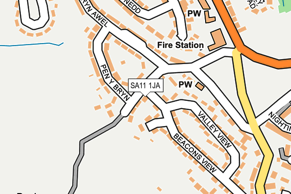 SA11 1JA map - OS OpenMap – Local (Ordnance Survey)