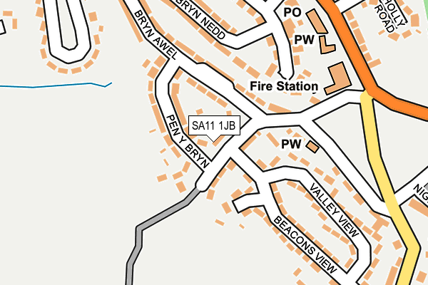SA11 1JB map - OS OpenMap – Local (Ordnance Survey)