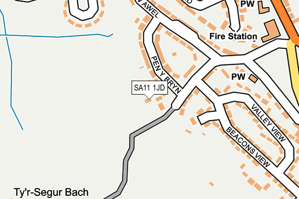 SA11 1JD map - OS OpenMap – Local (Ordnance Survey)