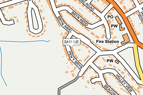 SA11 1JE map - OS OpenMap – Local (Ordnance Survey)