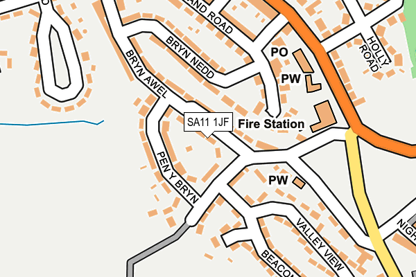 SA11 1JF map - OS OpenMap – Local (Ordnance Survey)
