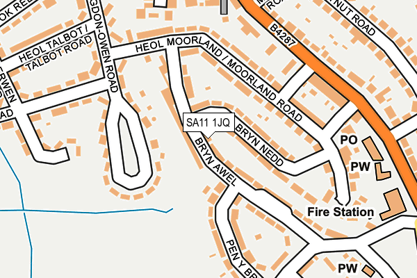 SA11 1JQ map - OS OpenMap – Local (Ordnance Survey)