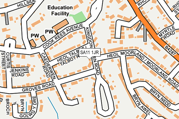 SA11 1JR map - OS OpenMap – Local (Ordnance Survey)