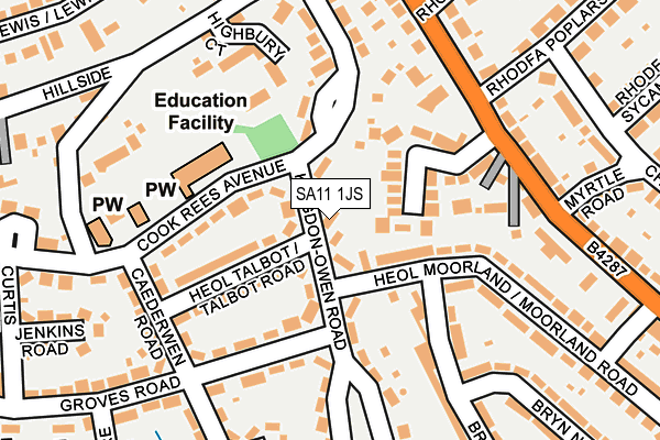 SA11 1JS map - OS OpenMap – Local (Ordnance Survey)