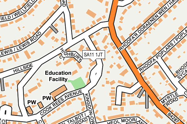 SA11 1JT map - OS OpenMap – Local (Ordnance Survey)