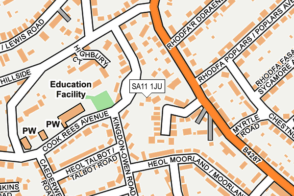 SA11 1JU map - OS OpenMap – Local (Ordnance Survey)