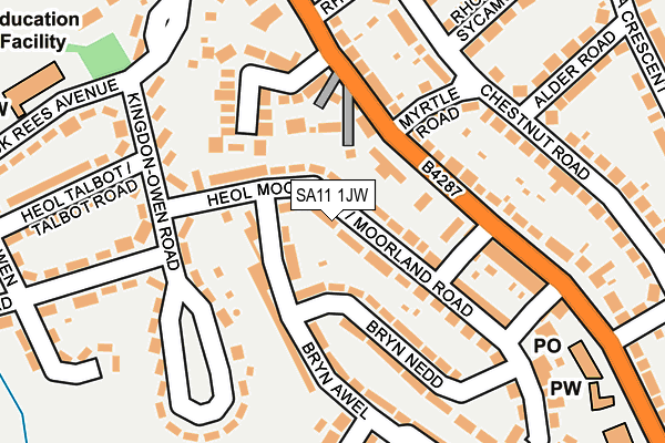 SA11 1JW map - OS OpenMap – Local (Ordnance Survey)