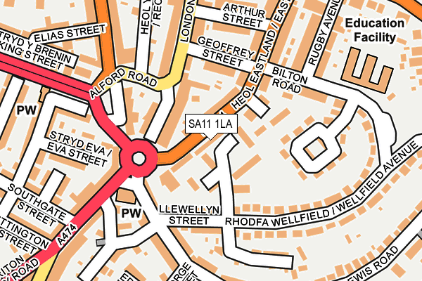 SA11 1LA map - OS OpenMap – Local (Ordnance Survey)