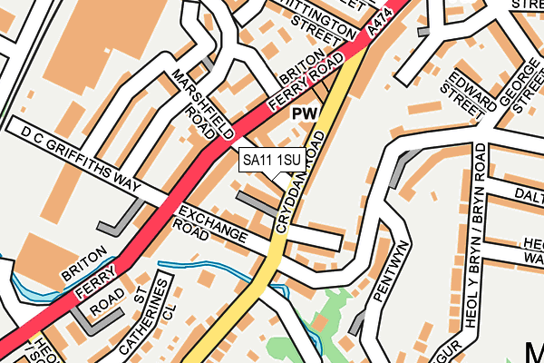 SA11 1SU map - OS OpenMap – Local (Ordnance Survey)