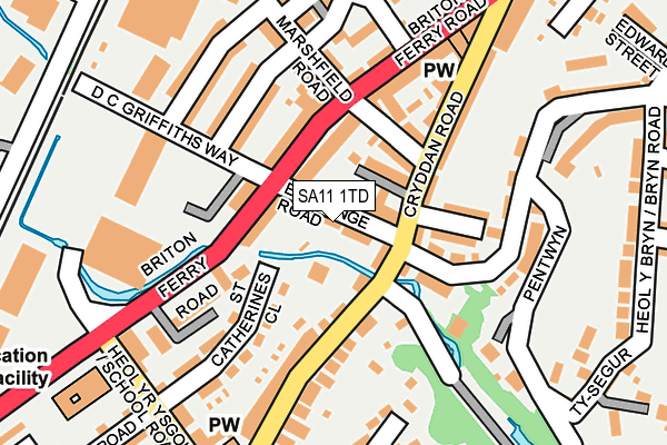 SA11 1TD map - OS OpenMap – Local (Ordnance Survey)