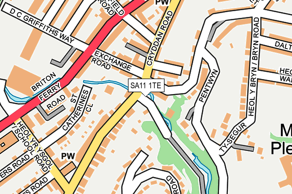 SA11 1TE map - OS OpenMap – Local (Ordnance Survey)