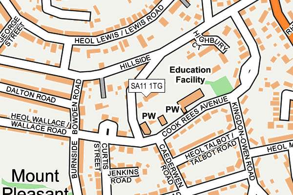 SA11 1TG map - OS OpenMap – Local (Ordnance Survey)