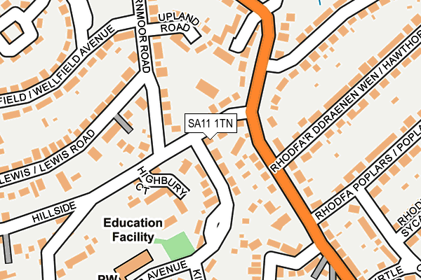 SA11 1TN map - OS OpenMap – Local (Ordnance Survey)