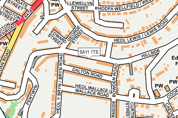 SA11 1TS map - OS OpenMap – Local (Ordnance Survey)