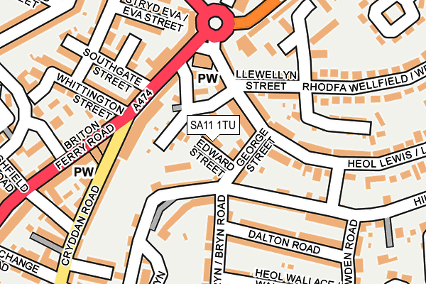 SA11 1TU map - OS OpenMap – Local (Ordnance Survey)