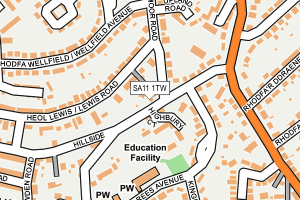 SA11 1TW map - OS OpenMap – Local (Ordnance Survey)