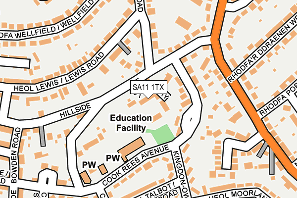 SA11 1TX map - OS OpenMap – Local (Ordnance Survey)