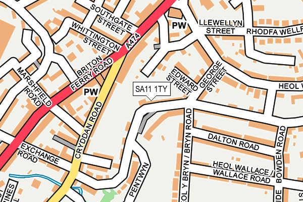SA11 1TY map - OS OpenMap – Local (Ordnance Survey)