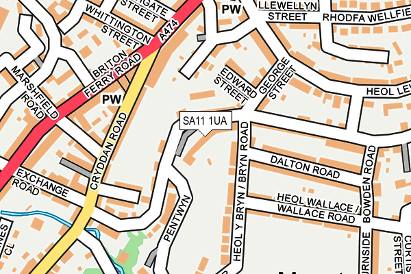 SA11 1UA map - OS OpenMap – Local (Ordnance Survey)