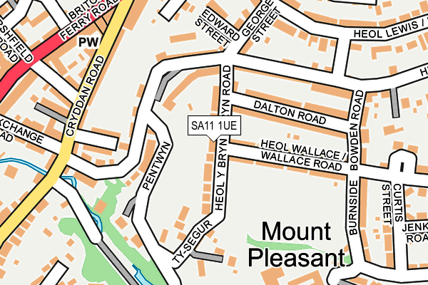 SA11 1UE map - OS OpenMap – Local (Ordnance Survey)