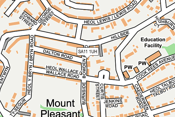 SA11 1UH map - OS OpenMap – Local (Ordnance Survey)